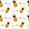 Yellow black pineapple seamless pattern background illustration with arrows