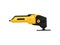 Yellow-black polishing machine or sander, side view. Professional power tool. Building equipment. Flat vector icon