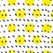 Yellow and black shabby polka dot