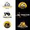 Yellow and black Tractor logo vector set design