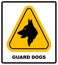 Yellow black triangle Warning Guard Dogs On Duty Text Sign,