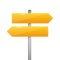 Yellow blank direction signpost sign arrow left and right