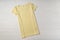 Yellow blank t-shirt unisex white background. Mockup. Knitted cotton t-shirt