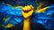 yellow-blue fist symbol of freedom of the Ukrainian people generative ai