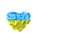 yellow-blue flowwer heart Ukrainian symbol isolated on white