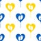 Yellow and blue heart balloon help babies of symbol flag Ukraine. Vector