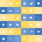 Yellow-blue Ñheck plaid pattern with doodle elements