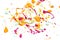 Yellow Blue Orange and Pink Paint Splats and Abstract Background Decoration