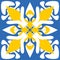 Yellow blue pattern for tiles talavera spanish style, vector illustration for design, geometric angular symmetric mandala