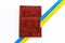 Yellow and blue ribbon with passport. Ukrainian immigration concept