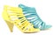 Yellow and blue sandals shoe