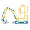 Yellow blue small outline digger