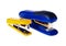 Yellow and blue staplers (isolated).