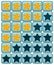 Yellow and blue star buttons