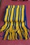 Yellow and blue striped modern winter woolen scarf