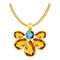 Yellow and blue topaz jewelry icon, realistic style