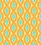 Yellow and blue wave mosaic seamless pattern, vector