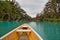 Yellow boat point of view EL SALTO-EL MECO san luis potosi MÃ©xico, hermosa cascada Turquoise water in a river and cliffs of the