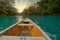 Yellow boat point of view EL SALTO-EL MECO san luis potosi MÃ©xico, hermosa cascada Turquoise water in a river and cliffs of the