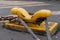 Yellow bollards on the harbor wall for attachment to the ship