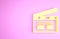 Yellow Bollywood indian cinema icon isolated on pink background. Movie clapper. Film clapper board. Cinema production or