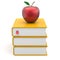 Yellow books red apple index textbooks stack education icon