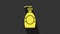 Yellow Bottle of liquid antibacterial soap with dispenser icon isolated on grey background. Disinfection, hygiene, skin