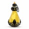 Yellow bottle with a magical potion in an iron frame.