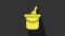 Yellow Bottle of wine in an ice bucket icon isolated on grey background. 4K Video motion graphic animation