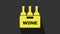 Yellow Bottles of wine in a wooden box icon isolated on grey background. Wine bottles in a wooden crate icon. 4K Video