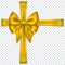 Yellow bow with crosswise ribbons