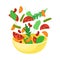 Yellow bowl with slices of tomatoes. Vector illustration on a white background.