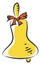 Yellow brass bell with red bow vector illustration