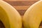 Yellow and bright bananas closeup