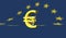 Yellow broken euro sign or symbol on european flag