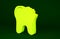 Yellow Broken tooth icon isolated on green background. Dental problem icon. Dental care symbol. Minimalism concept. 3d