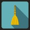 Yellow broom icon, flat style