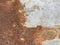 Yellow brown rust and dirt on Zinc Sheet. Rusted brown and satin silver abstract texture. metal surface rusted spots.