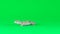 Yellow and brown spotted leopard gecko eublefar isolated at green screen. Close up. Slow motion.