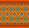 Yellow Brown Symmetry Geometric Ethnic Seamless Pattern on Orange Background