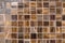 Yellow brown tiles grid wall for abstract texture and background