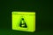 Yellow Browser with exclamation mark icon isolated on green background. Alert message smartphone notification