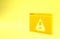 Yellow Browser with exclamation mark icon isolated on yellow background. Alert message smartphone notification