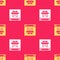 Yellow Browser window icon isolated seamless pattern on red background. Vector Illustration