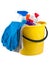 Yellow bucket with cleaning supplies