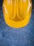 Yellow building helmet on scratched vintage