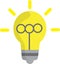 The yellow bulb glows with a gray filament and a gray electrode
