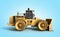 Yellow Bulldozer 3d render on blue background