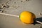 Yellow buoy on the beach, safety zone for swimming