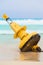 Yellow buoy on mexican beach